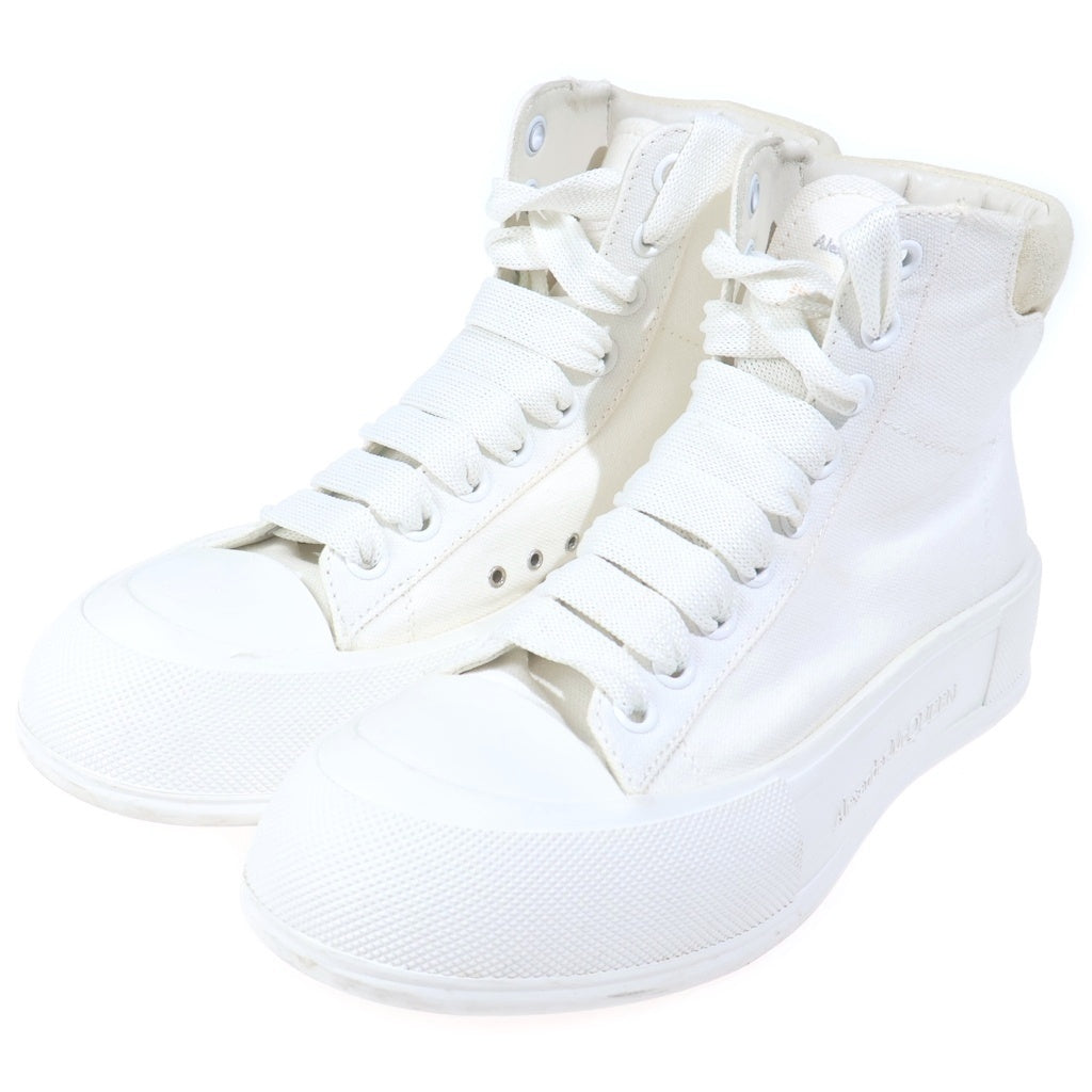 Alexander McQueen(アレキサンダーマックイーン) レースアップ キャンバス ハイカットスニーカー ホワイト レディース 38 1/2 666381