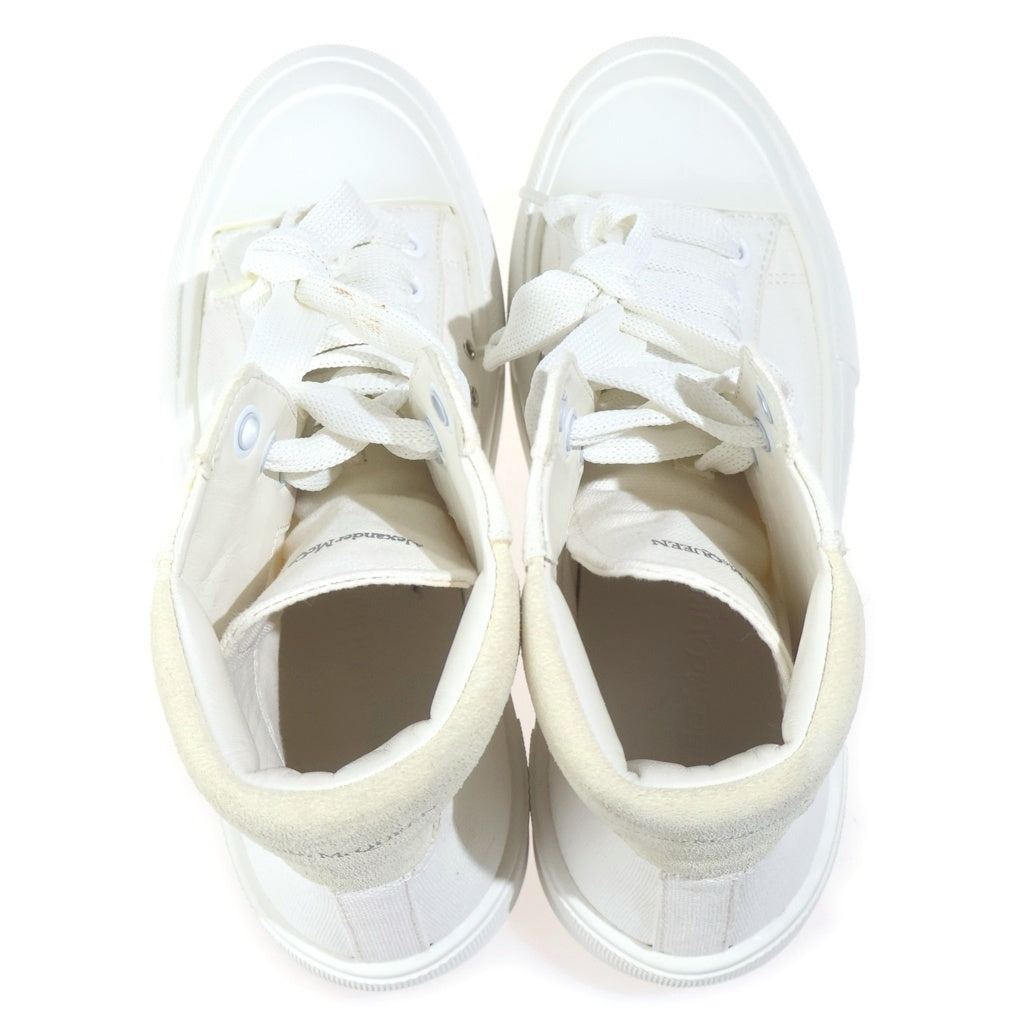 Alexander McQueen(アレキサンダーマックイーン) レースアップ キャンバス ハイカットスニーカー ホワイト レディース 38 1/2 666381