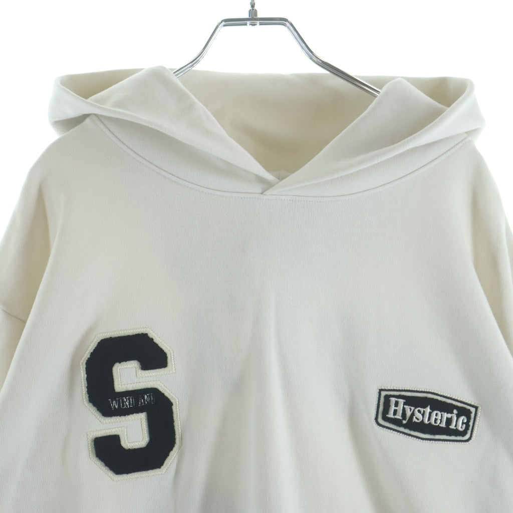 HYSTERIC GLAMOUR(ヒステリックグラマー) ×WIND AND SEA ウィンダンシー コラボワッペン付き スウェットプルオーバーパーカー ホワイト WDS-C-HYS-23-AP-Q1-15