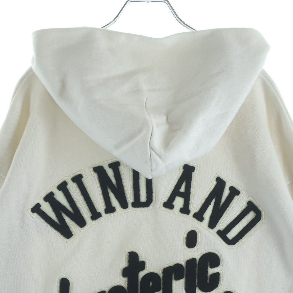 HYSTERIC GLAMOUR(ヒステリックグラマー) ×WIND AND SEA ウィンダンシー コラボワッペン付き スウェットプルオーバーパーカー ホワイト WDS-C-HYS-23-AP-Q1-15