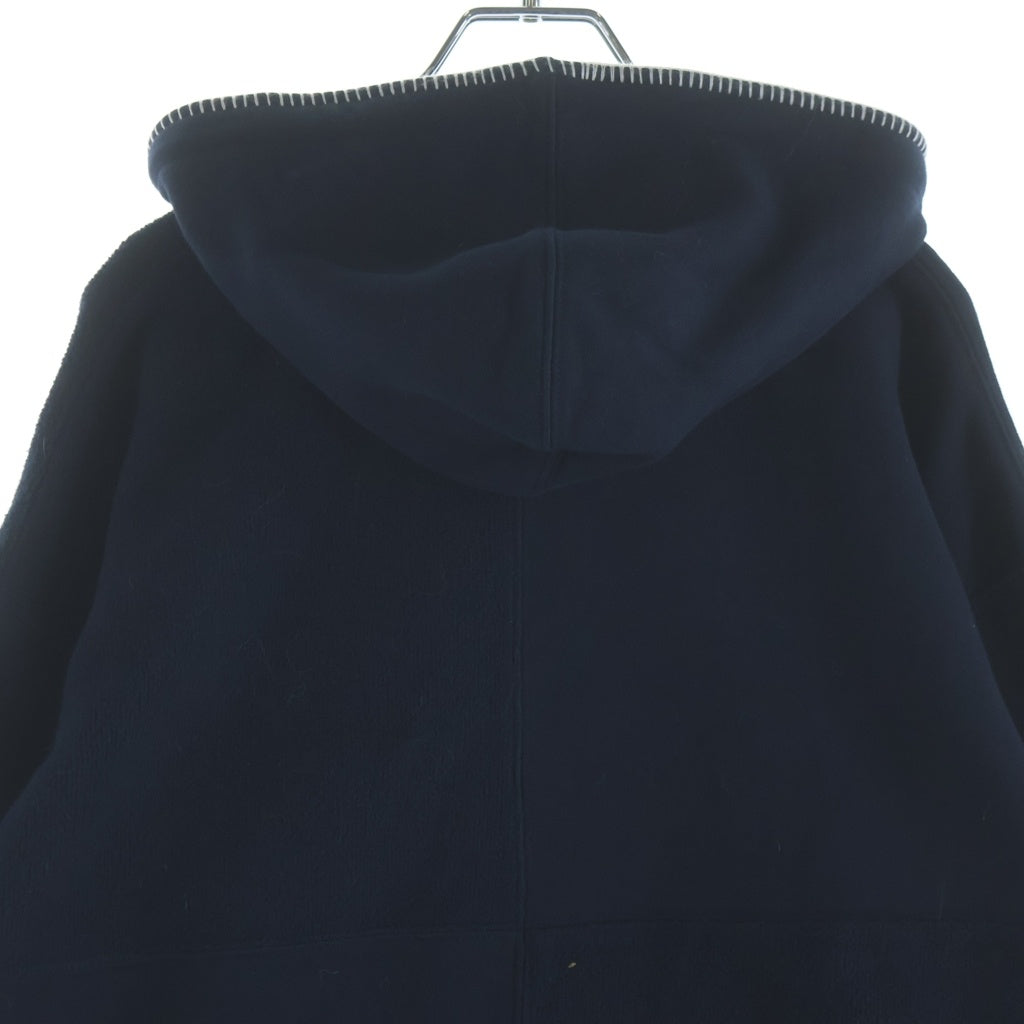 KITH(キス) Panelled Nelson Hoodie パイル地 コットン 切り替え プルオーバースウェットパーカー ネイビー レディース