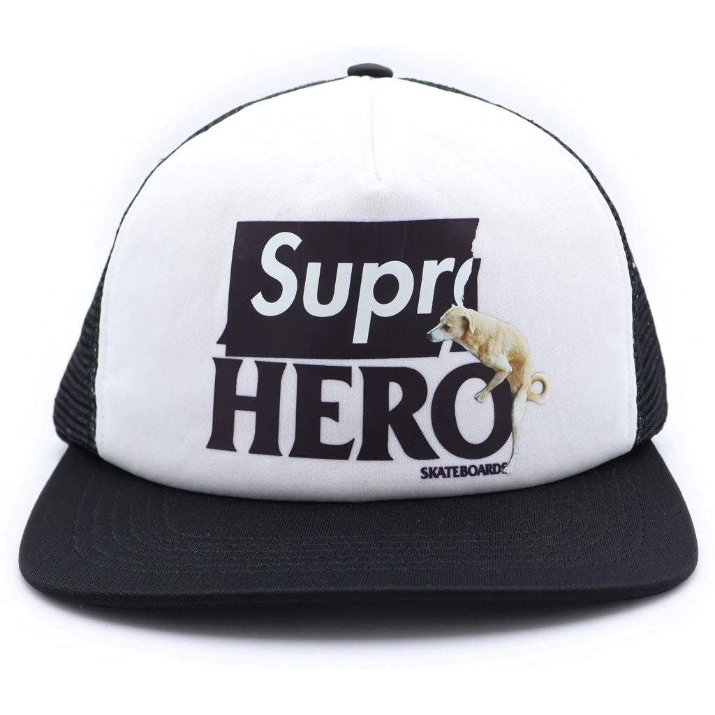SUPREME(シュプリーム) 22SS ×ANTIHERO Mesh Back 5-Panel アンタイヒーロー ロゴデザイン 5パネル メッシュ ベースボール キャップ ブラック