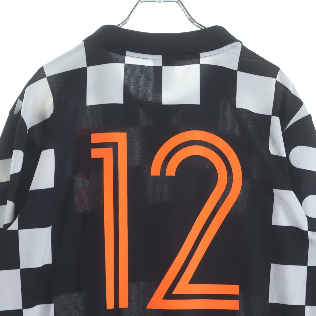 NIKE(ナイキ) ×OFF-WHITE FOOTBALL AWAY JERSEY オフホワイト チェック総柄 フロントロゴデザイン 長袖 ユニフォームシャツ ブラック/ホワイト