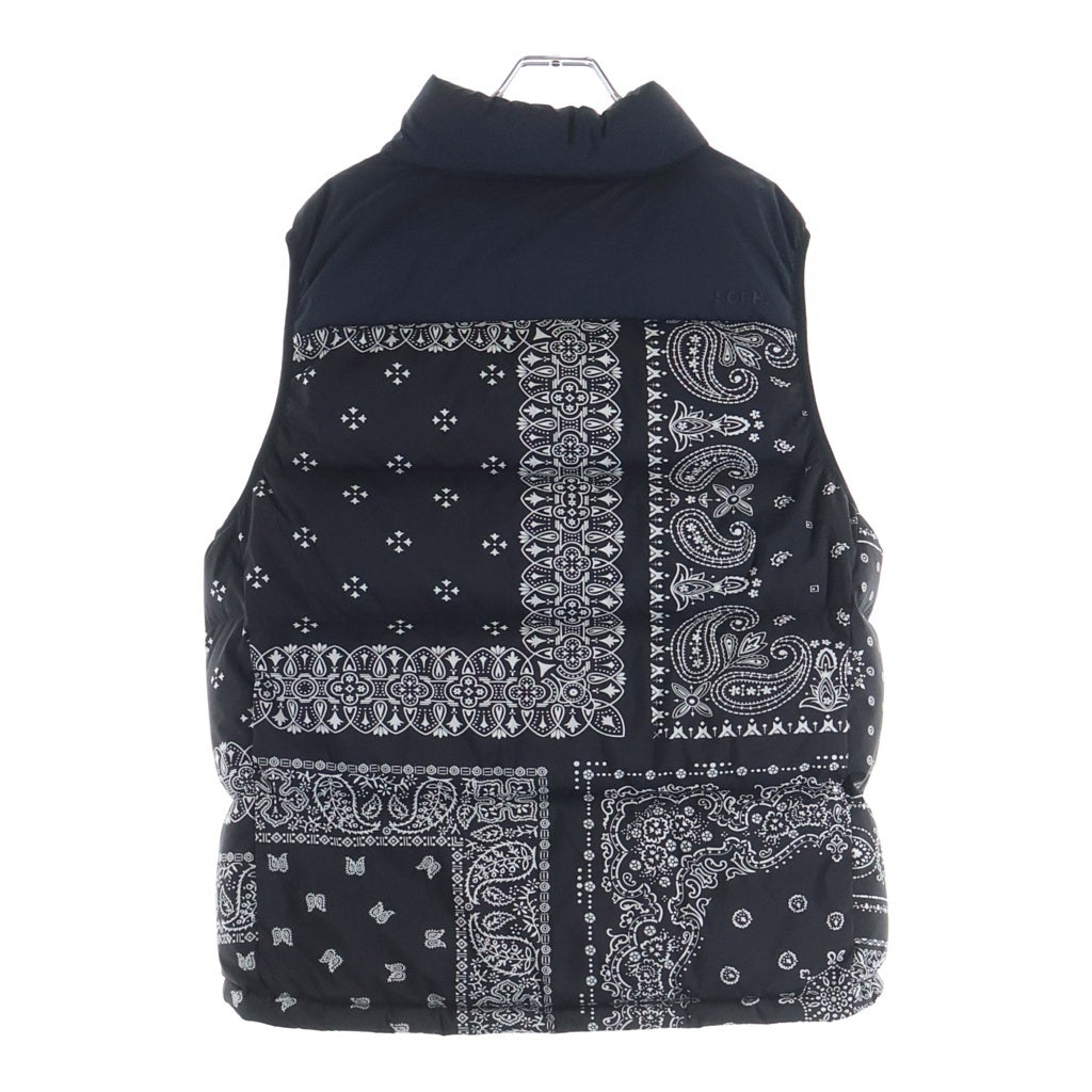 F.C.R.B./F.C.Real Bristol/FCRB(エフシーアールビー/エフシーレアルブリストル) 22AW DOWN VEST ペイズリー総柄 ダブルジップ ダウンベスト ブラック FCRB-222043