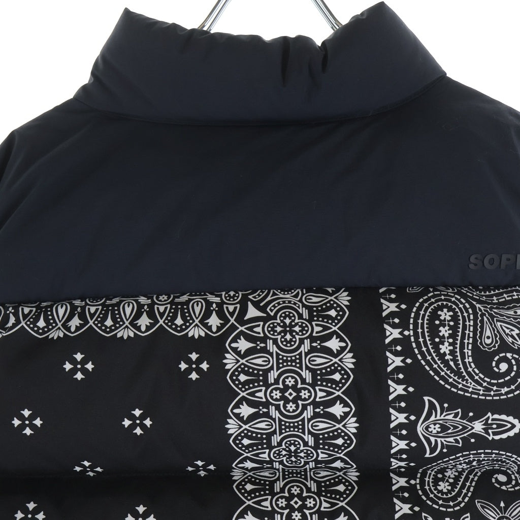 F.C.R.B./F.C.Real Bristol/FCRB(エフシーアールビー/エフシーレアルブリストル) 22AW DOWN VEST ペイズリー総柄 ダブルジップ ダウンベスト ブラック FCRB-222043