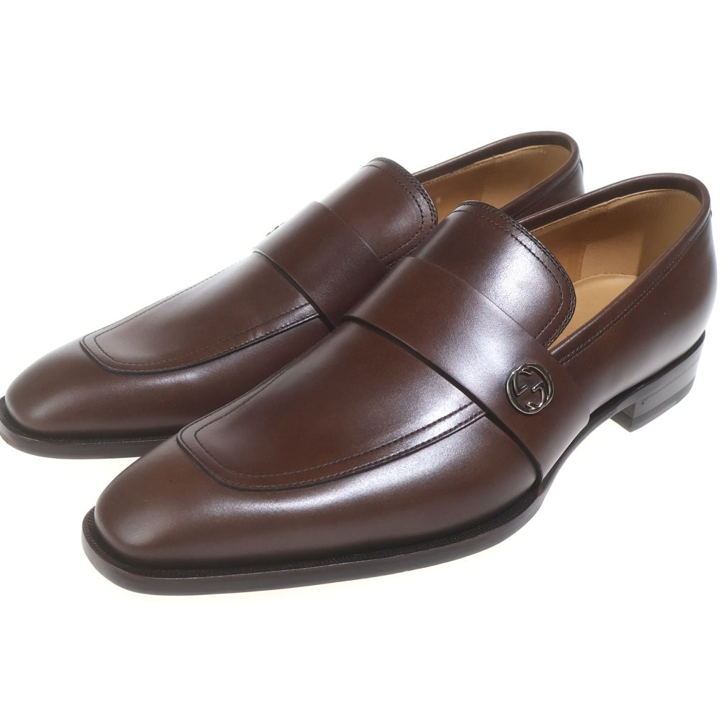 GUCCI(グッチ) インターロッキングG レザー シューズ ローファー ブラウン 407295