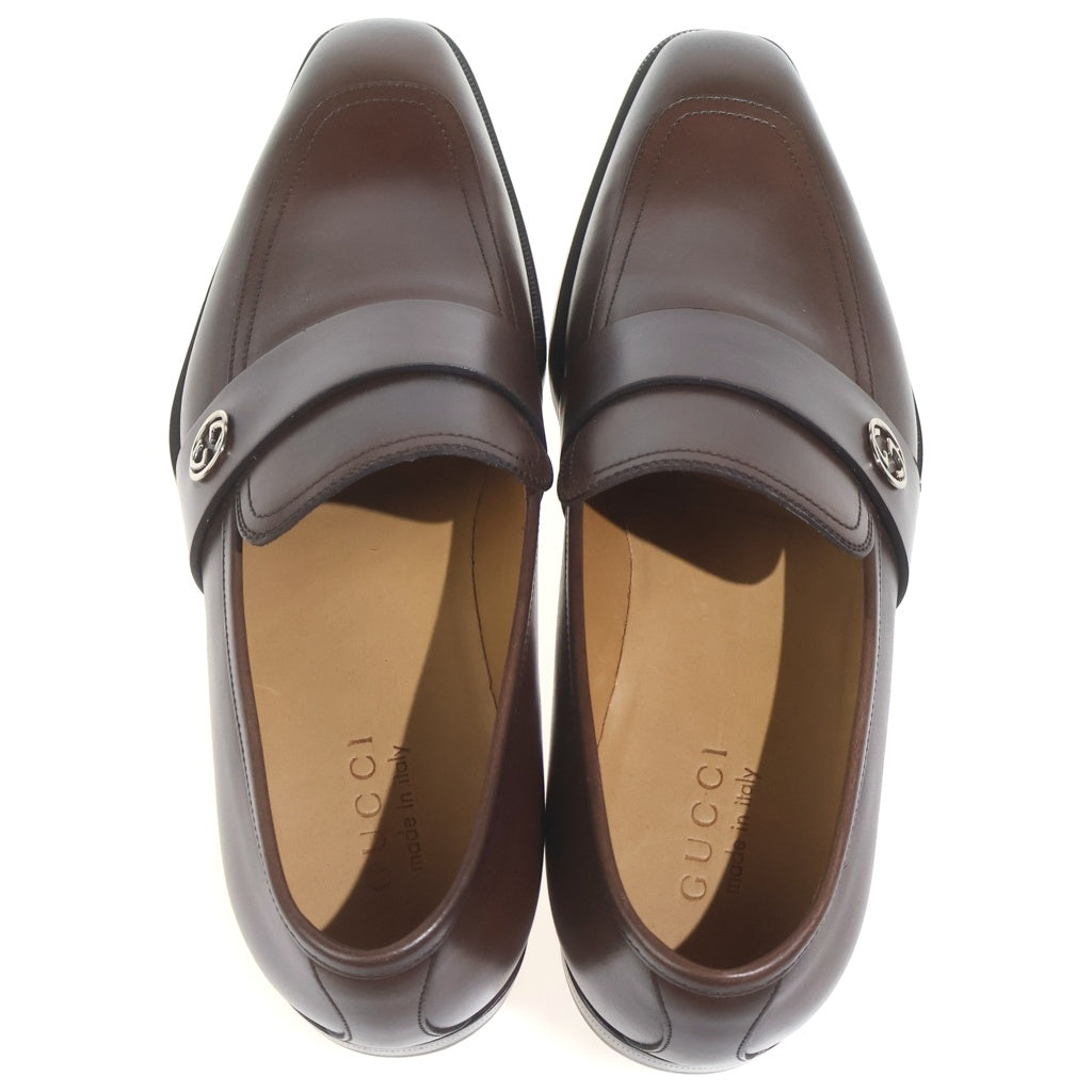 GUCCI(グッチ) インターロッキングG レザー シューズ ローファー ブラウン 407295