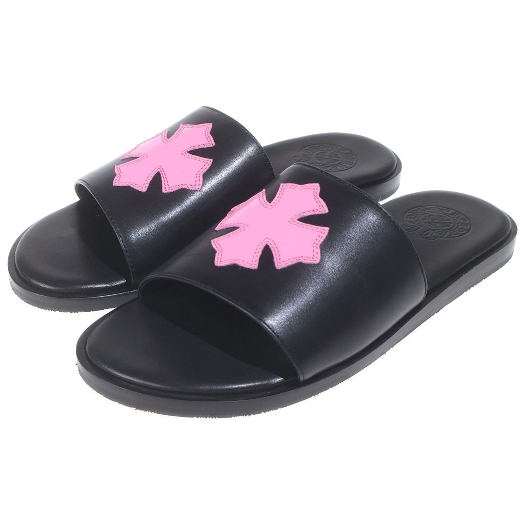CHROME HEARTS クロムハーツ CH SLIDE LEATHER CHプラスパッチ レザーサンダル シューズ ブラック/ピンク CHROME HEARTS(クロムハーツ) CH SLIDE LEATHER CHプラスパッチ レザー