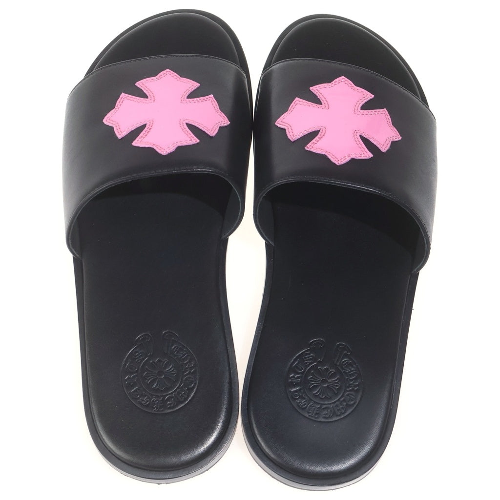 CHROME HEARTS(クロムハーツ) CH SLIDE LEATHER CHプラスパッチ レザー サンダル ブラック/ピンク