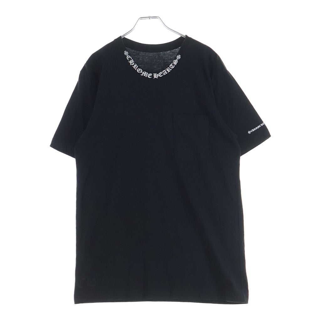 CHROME HEARTS(クロムハーツ) BACK CROSS NECK LOGO TEE バッククロス ネックロゴ クルーネック 半袖Tシャツ カットソー ブラック