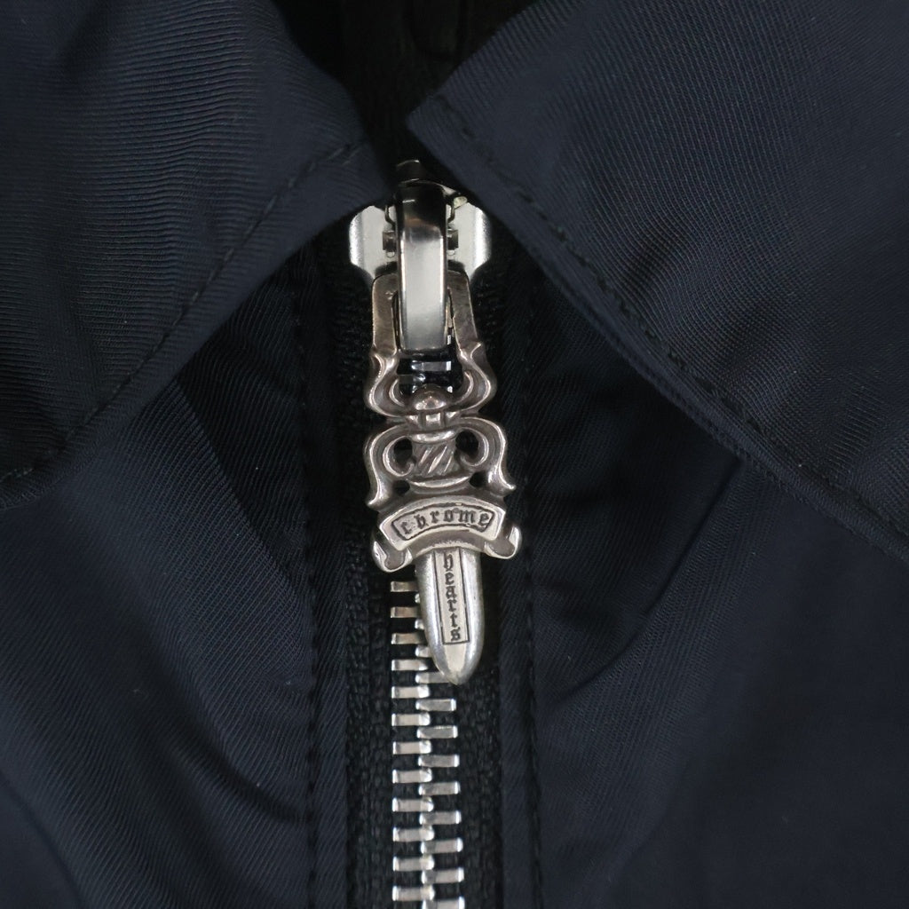 CHROME HEARTS(クロムハーツ) Y NOT ワイノット カーペンター レザーポケット クロスパッチ ナイロン ダガージップ 半袖シャツジャケット ブラック
