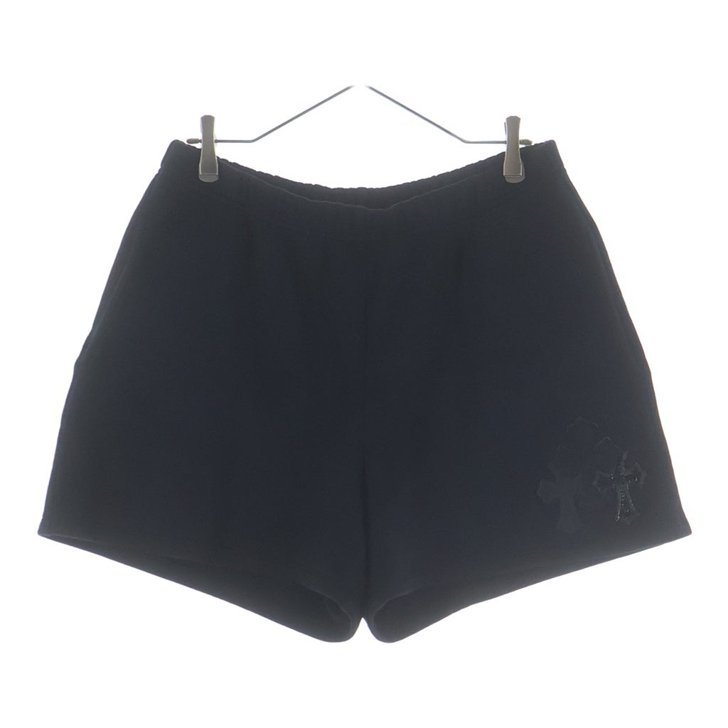 CHROME HEARTS(クロムハーツ) Y NOT SWEAT HALF PANTS ワイノット パテント ハラコレザークロスパッチ スウェット ハーフパンツ ショートパンツ ショーツ ブラック