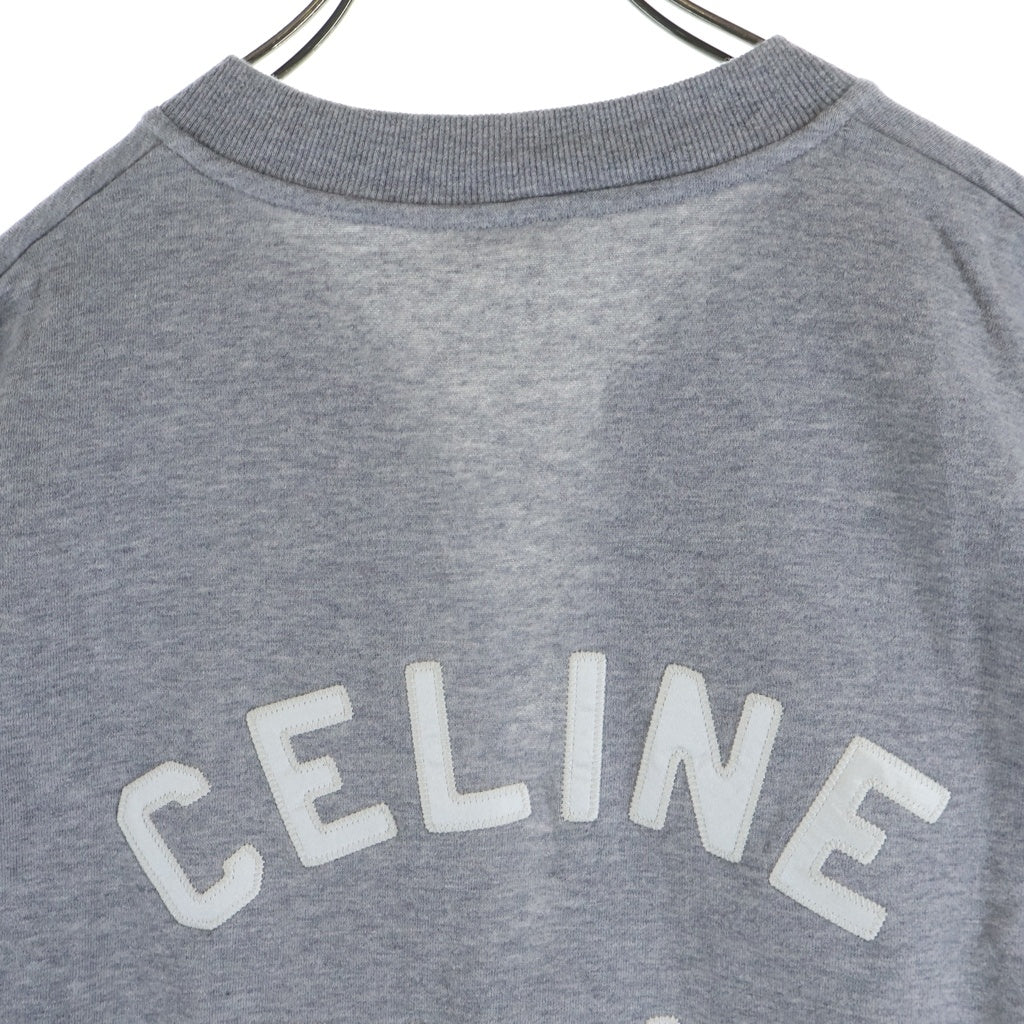 CELINE(セリーヌ) ロゴ刺繍 コットン カシミヤ レースカラー ルーズスウェットシャツ グレー 2Y60E450I.09MO