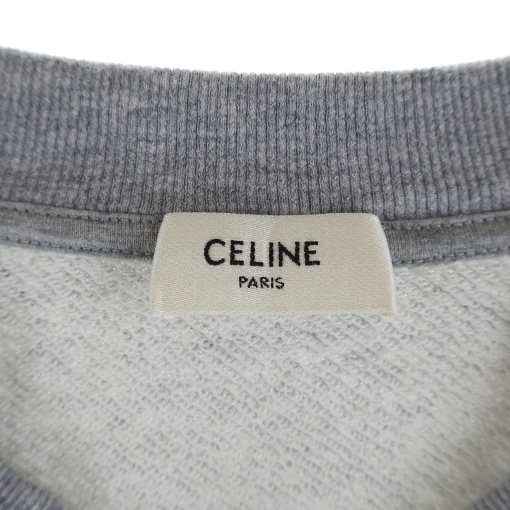 CELINE(セリーヌ) ロゴ刺繍 コットン カシミヤ レースカラー ルーズスウェットシャツ グレー 2Y60E450I.09MO
