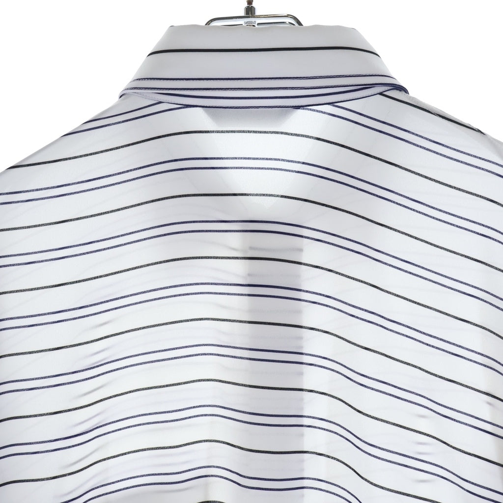 BALENCIAGA(バレンシアガ) Fluid Shirt フルイドシャツ ロゴ刺繍 ポリエステル ストライプ 長袖シャツ ホワイト レディース 830998 TSLF5