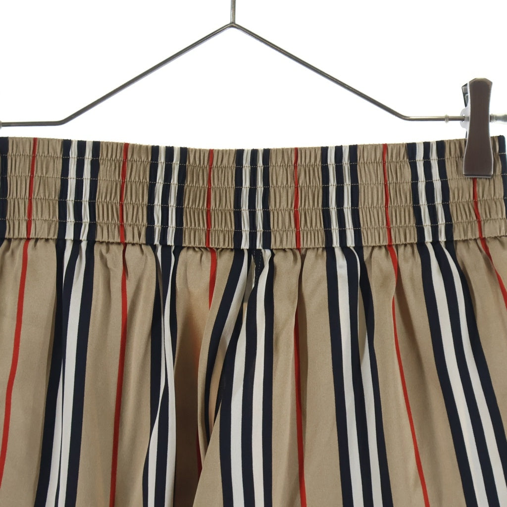 BURBERRY(バーバリー) アイコンストライプ リブウエスト シルク ショートパンツ ハーフパンツ ショーツ ブラウン レディース 8014286