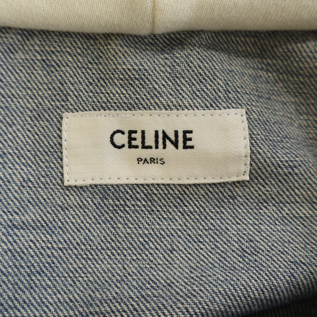 CELINE(セリーヌ) ロゴプリント フード付き デニム トラッカージャケット インディゴ レディース 2Q858930F.07UW