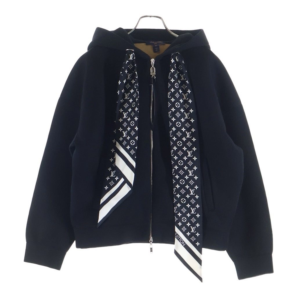 LOUIS VUITTON(ルイヴィトン) 25AW モノグラム シルクスカーフ ジップアップ フーディー パーカー ブラック レディース RW252WB ZHP FTST90