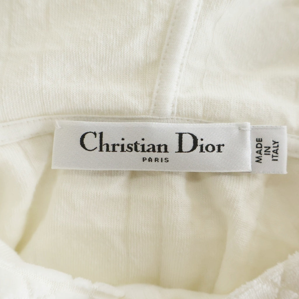 Christian Dior(クリスチャンディオール) カナージュ ロゴ 総柄 パイル地 テリークロス 半袖 パーカー ホワイト レディース 213S06A4023