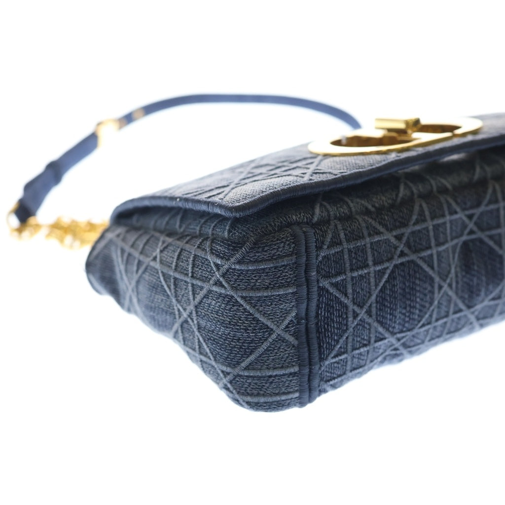 Christian Dior(クリスチャンディオール) カナージュ カロ デニム チェーンショルダーバッグ ゴールド金具 インディゴ レディース