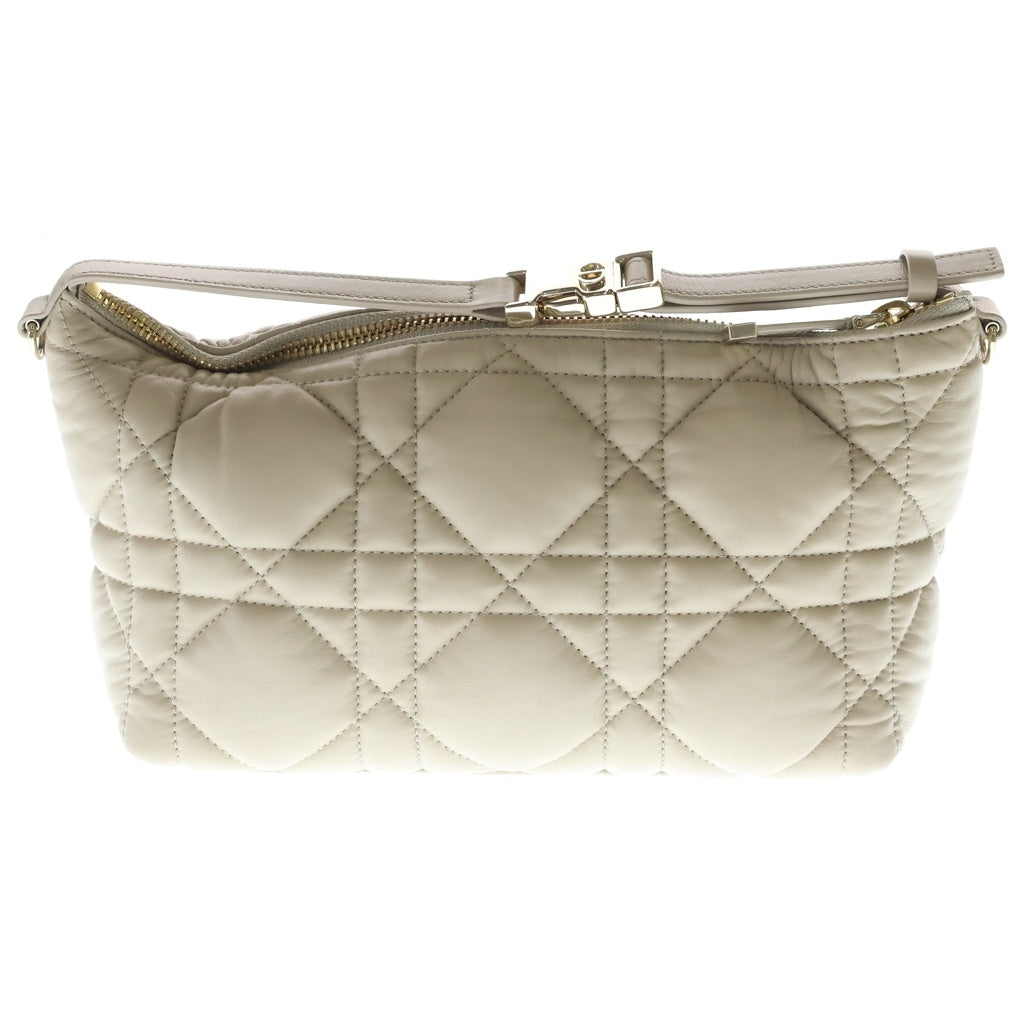 Christian Dior(クリスチャンディオール) カナージュ スモール ノマドポーチ レザー ハンドバッグ ベージュ レディース 50-MA-0242