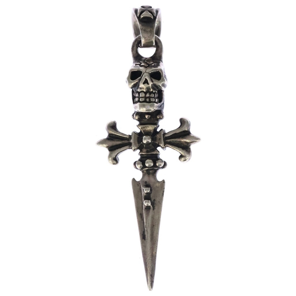Travis Walker(トラヴィスワーカー) DOUBLE SKULL CROSS DAGGER ダブルスカル クロスダガー ペンダントトップ ネックレストップ シルバー
