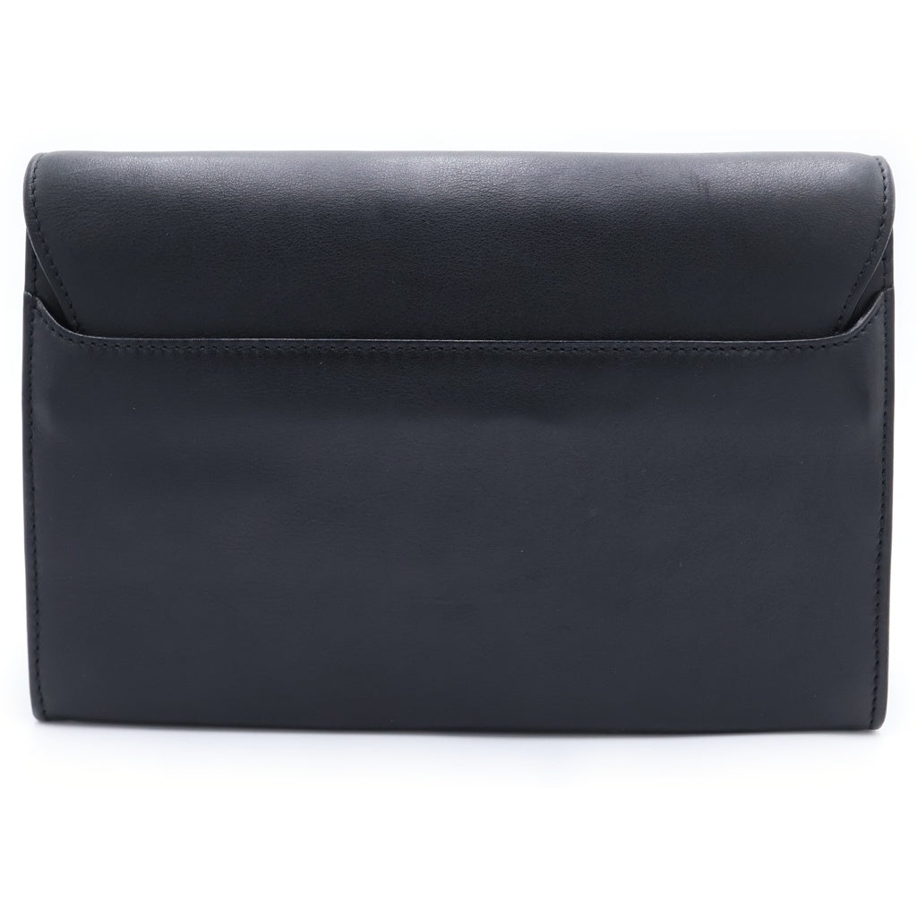 dunhill(ダンヒル) 隠しハンドル付き シルバー金具 レザー クラッチバッグ ブラック