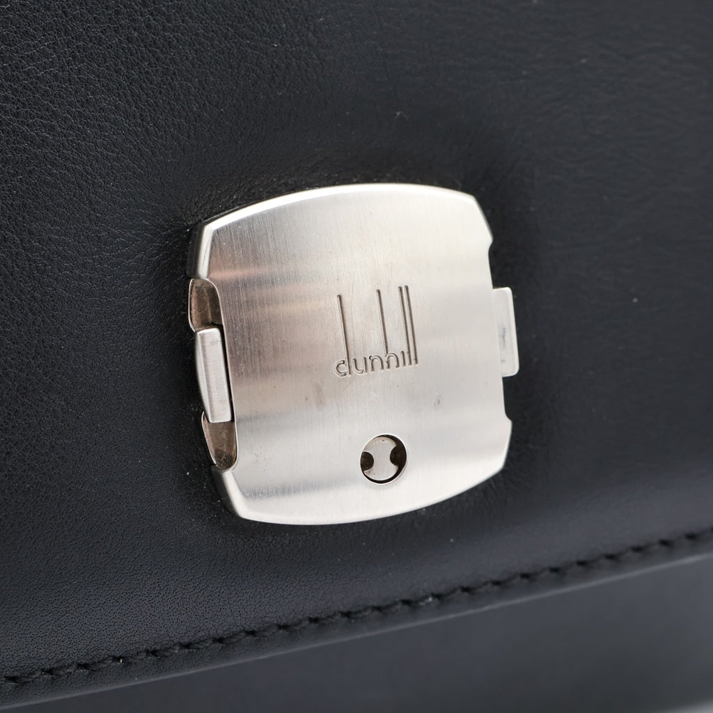 dunhill(ダンヒル) 隠しハンドル付き シルバー金具 レザー クラッチバッグ ブラック