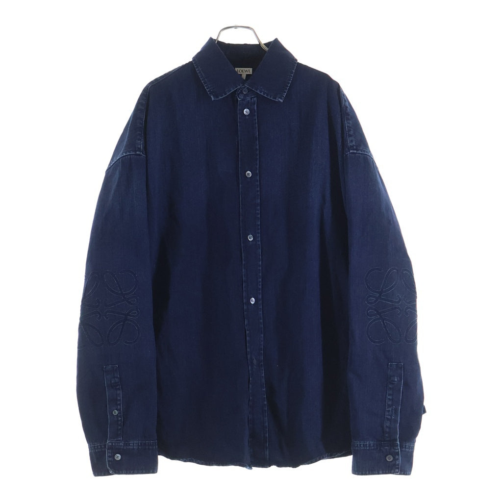 LOEWE(ロエベ) 24AW ANAGRAM OVERSHIRT アナグラム エンブロイダリー デザイン オーバーサイズ 長袖 シャツ インディゴ H526Y1DW07