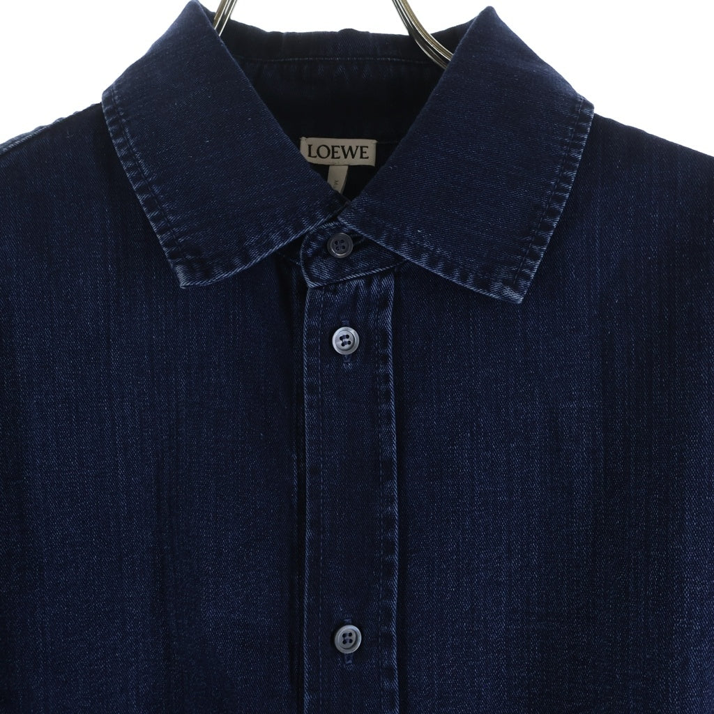 LOEWE(ロエベ) 24AW ANAGRAM OVERSHIRT アナグラム エンブロイダリー デザイン オーバーサイズ 長袖 シャツ インディゴ H526Y1DW07