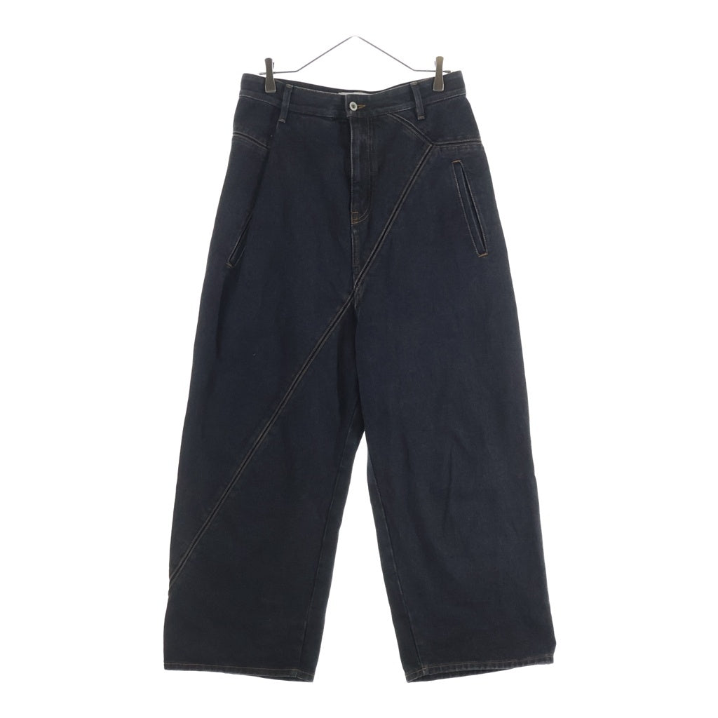 LOEWE(ロエベ) 23SS PUZZLE JEANSパズルジーンズ アシンメトリー ステッチデザイン デニム パンツ ブラック H526Y11X42