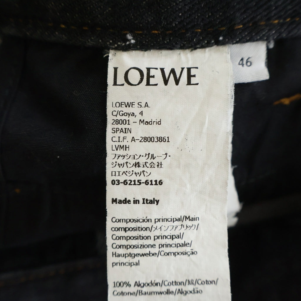 LOEWE(ロエベ) 23SS PUZZLE JEANSパズルジーンズ アシンメトリー ステッチデザイン デニム パンツ ブラック H526Y11X42