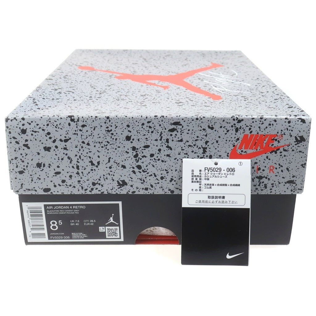 NIKE(ナイキ) AIR JORDAN 4 RETRO BRED REIMAGINED FV5029-006 エアジョーダン4 レトロ ブレッド リイマジンド ハイカットスニーカー ブラック US8.5/26.5cm