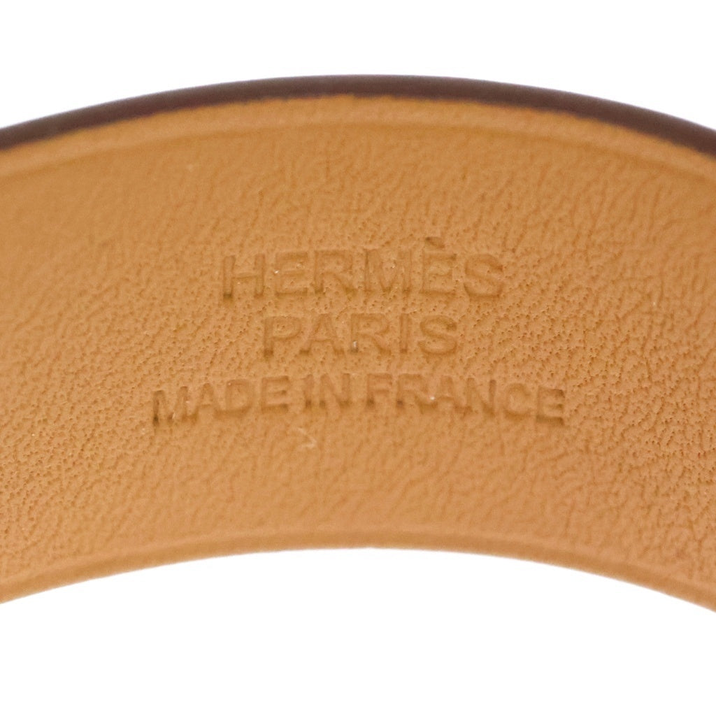 HERMES(エルメス) H レザー バングル ブレスレット X刻印 シルバー/ブラウン