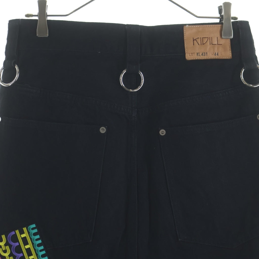 KIDILL(キディル) BUT ROSE DENIM PANTS バット ローズ クラッシュ デニムパンツ ブラック KL431