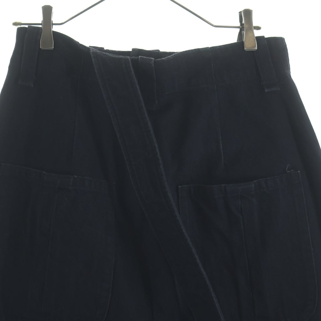 KIDILL(キディル) Hakama Bondage Pants 袴 ワイドサルエルバギーショーツ デニムハーフパンツ ブラック KL381