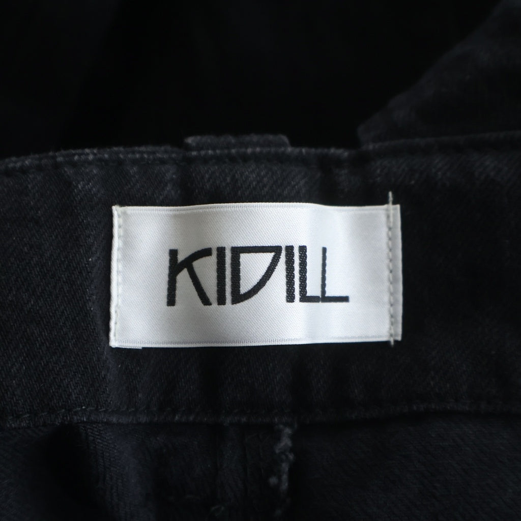 KIDILL(キディル) Hakama Bondage Pants 袴 ワイドサルエルバギーショーツ デニムハーフパンツ ブラック KL381