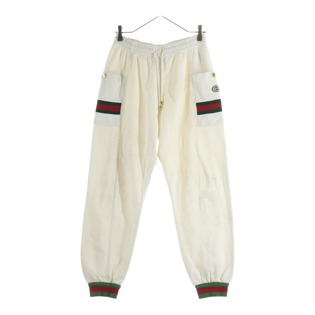 GUCCI(グッチ) シェリーライン ロゴパッチジョガースウェットパンツ ホワイト 625404 XJCOE