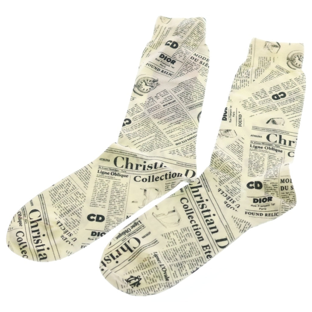 DIOR(ディオール) ×DANIEL ARSHAM NEWSPAPER PRINT COTTON SOCKS ダニエルアーシャム ニュースペーパー プリント コットン ソックス 靴下 ホワイト/ブラック 923MC14AT106