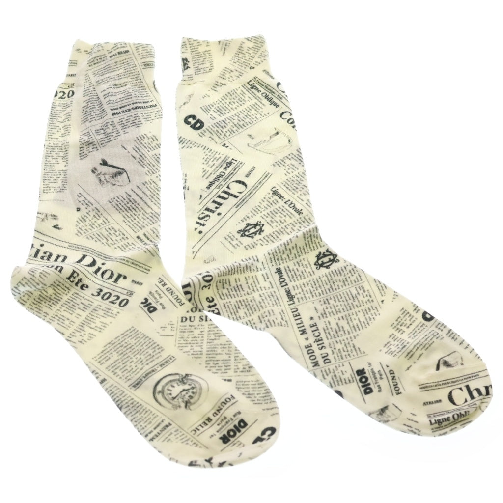 DIOR(ディオール) ×DANIEL ARSHAM NEWSPAPER PRINT COTTON SOCKS ダニエルアーシャム ニュースペーパー プリント コットン ソックス 靴下 ホワイト/ブラック 923MC14AT106