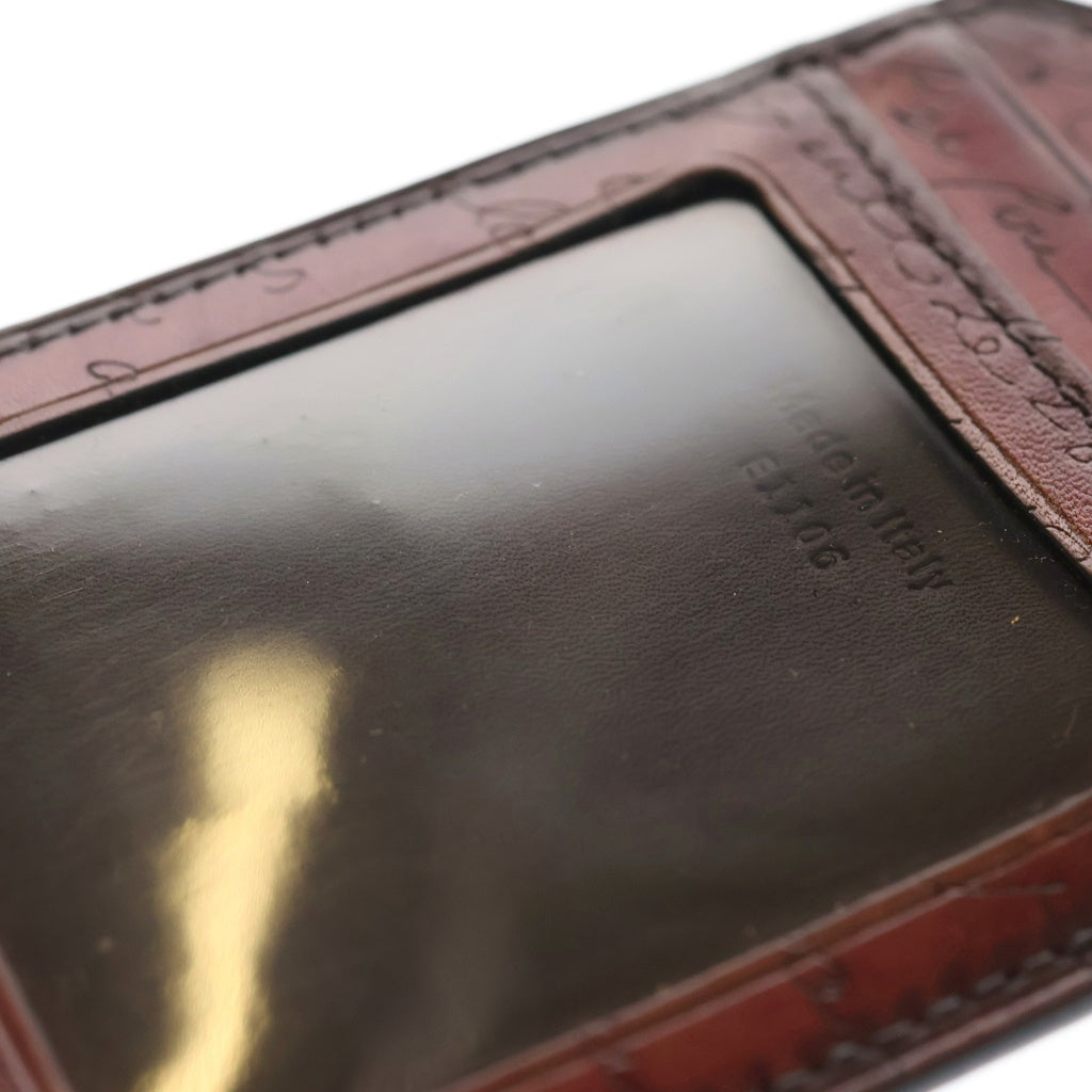 Berluti(ベルルッティ) ジンコ カリグラフィ スクリット レザー ショルダーストラップ パスケース カードホルダー カードケース ボルドー