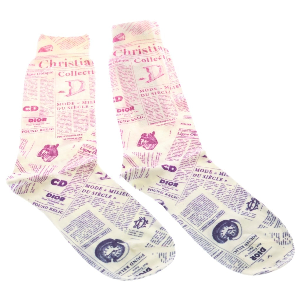 DIOR(ディオール) ×DANIEL ARSHAM NEWSPAPER PRINT COTTON SOCKS ダニエルアーシャム ニュースペーパー プリント コットン ソックス 靴下 ホワイト/ピンク 923MC14AT106