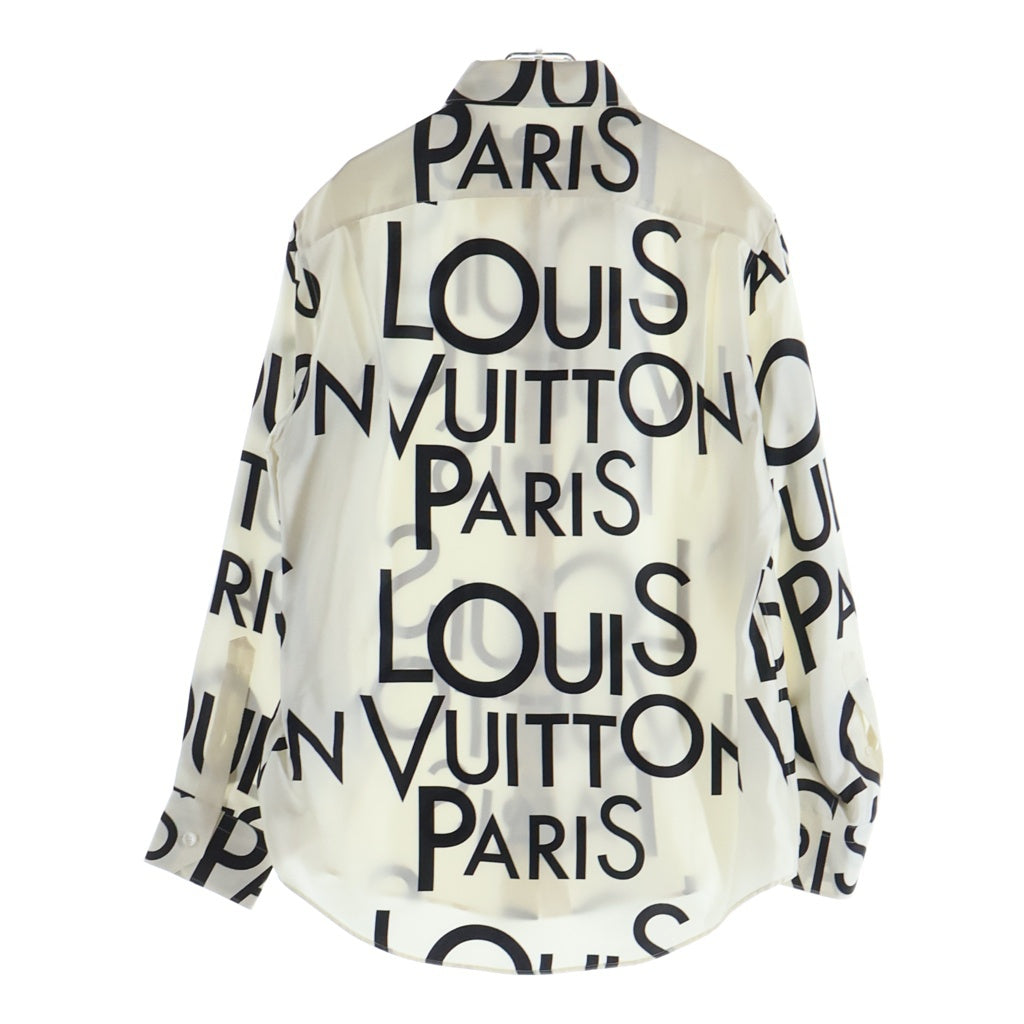 LOUIS VUITTON(ルイヴィトン) 19SS ロゴ 総柄 シルク レギュラーフィット 長袖シャツ ホワイト RM191M JHR HGS08W