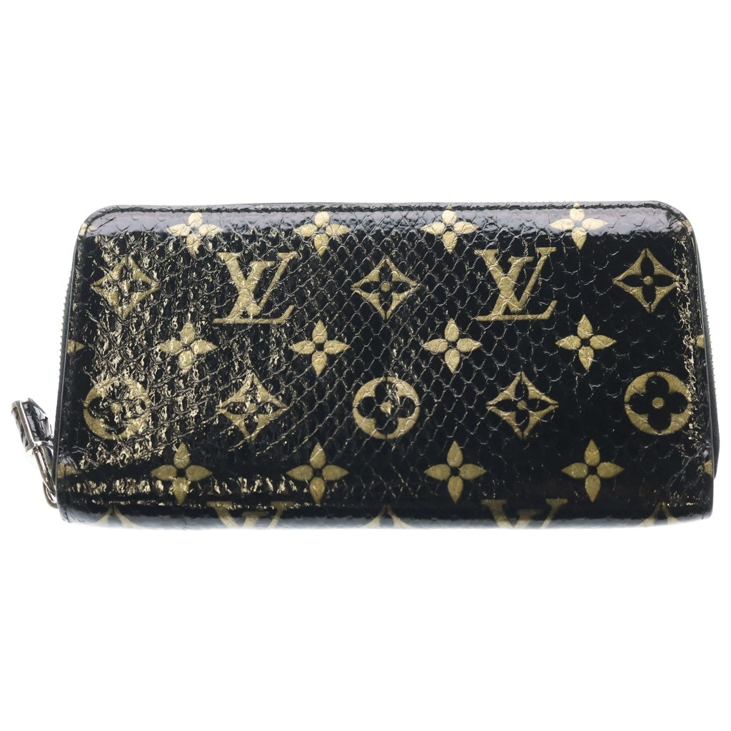 LOUIS VUITTON(ルイヴィトン) ジッピー ロングウォレット モノグラム エキゾチックレザー パイソン 長財布 シルバー金具 ブラック MI4169 N96955