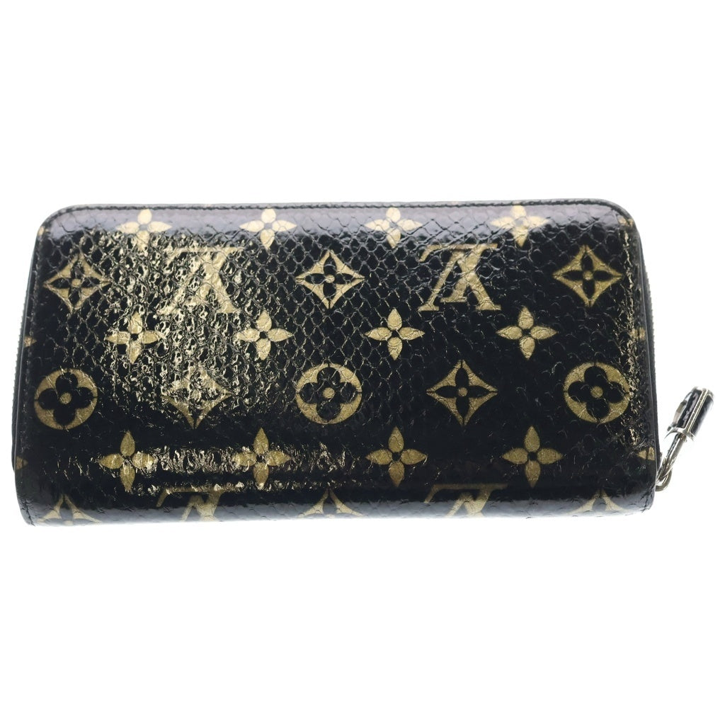 LOUIS VUITTON(ルイヴィトン) ジッピー ロングウォレット モノグラム エキゾチックレザー パイソン 長財布 シルバー金具 ブラック MI4169 N96955