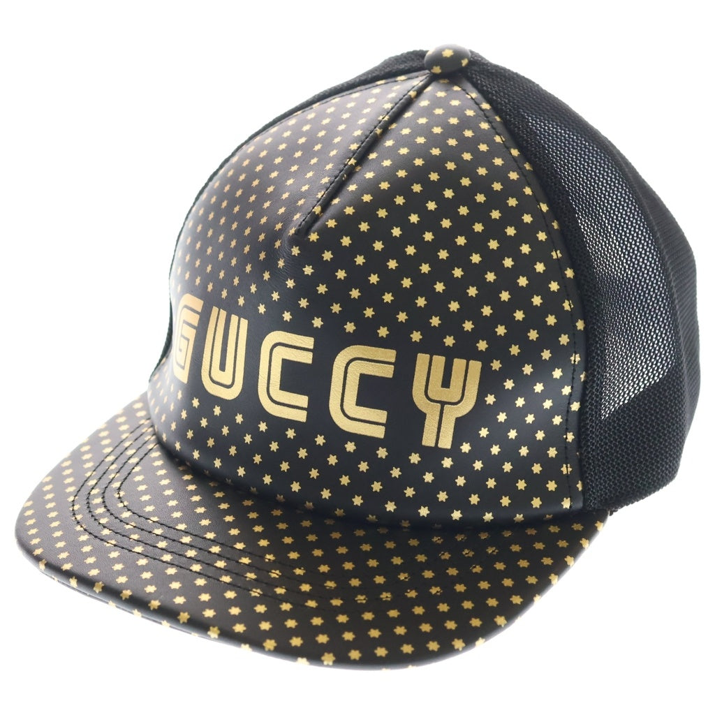 GUCCI(グッチ) ×SEGA GUCCY MESH BASEBALL CAP セガ ロゴプリント メッシュ ベースボールキャップ 帽子 ブラック/ゴールド 426887 4HD68