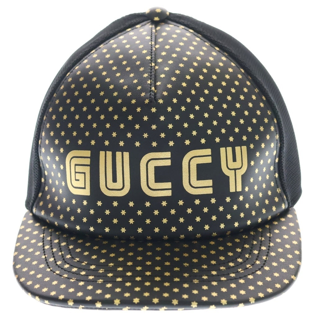 GUCCI(グッチ) ×SEGA GUCCY MESH BASEBALL CAP セガ ロゴプリント メッシュ ベースボールキャップ 帽子 ブラック/ゴールド 426887 4HD68