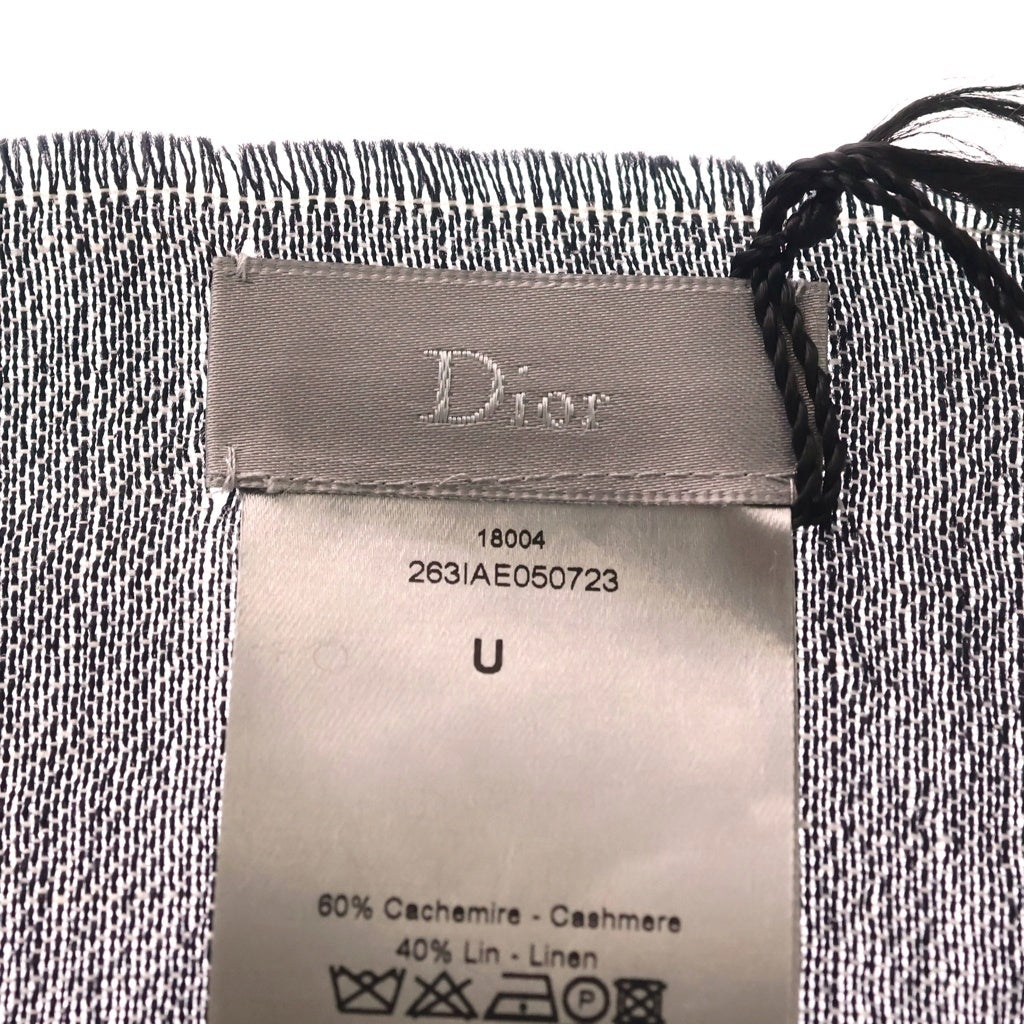 DIOR(ディオール) ロゴ カシミヤ フリンジ ストール ショール マフラー グレー 263IAE050723