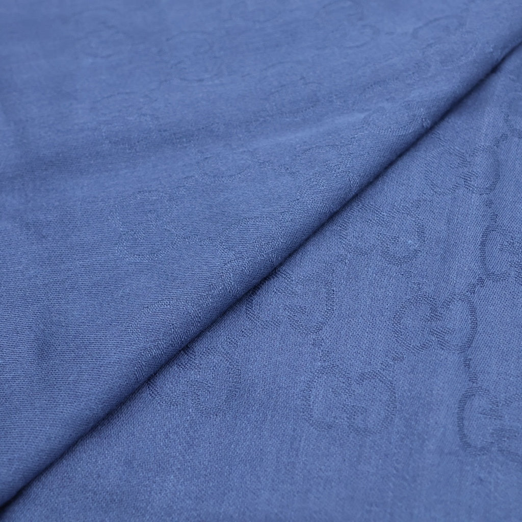 GUCCI(グッチ) GG 総柄 ウール シルク フリンジ ストール ショール マフラー ブルー 165904 レディース