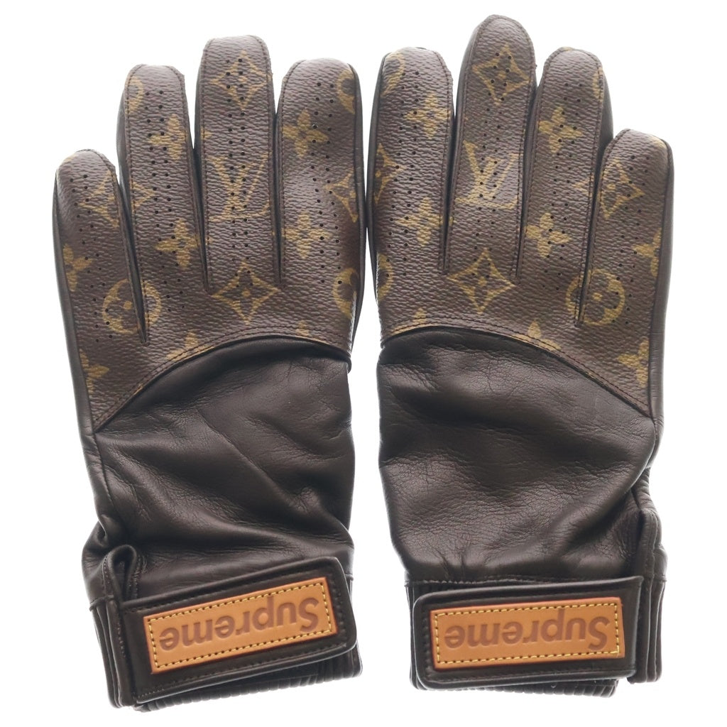 LOUIS VUITTON(ルイヴィトン) 17AW ×Supreme Monogram Leather Gloves シュプリーム モノグラム レザー グローブ 手袋 ブラウン MP1893